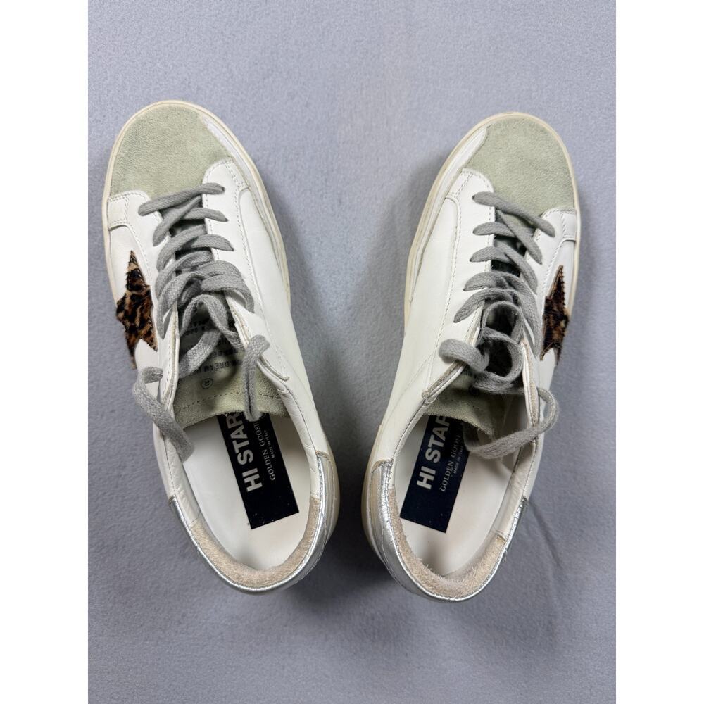 Golden Goose Hi Star Low Top Platform Sneakers White Leopard Star Size 39 EU 9 U - Picture 11 of 13